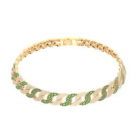 Infinity Emerald and White Sapphire 18ct Gold Vermeil Pave Link Choker Necklace