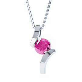 Combinations Pink Sapphire Round Silver Pendant