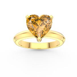 Unity 2ct Heart Citrine Solitaire 9ct Yellow Gold Proposal Ring
