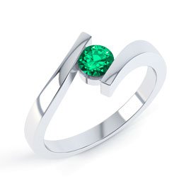 Combinations Emerald Platinum plated Silver Round Stacking Ring