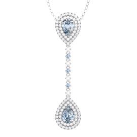 Fusion Aquamarine and Diamond 18ct White Gold Drop Pear Pendant Set