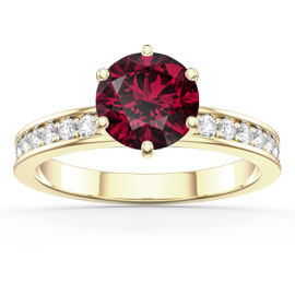 Unity 1ct Ruby and Diamond 18ct Yellow Gold Channel Engagement Ring