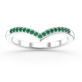 Unity Wishbone Emerald Platinum plated Silver Promise Ring