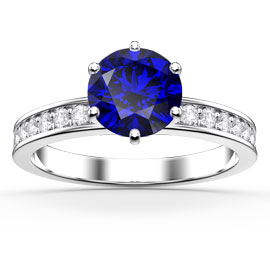 Unity 1ct Sapphire and Diamond 18ct White Gold Channel Engagement Ring