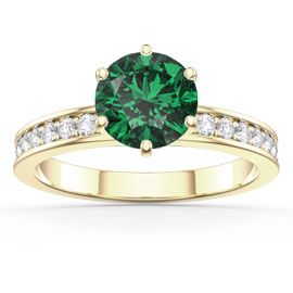 Unity 1ct Emerald and Diamond 18ct Yellow Gold Channel Engagement Ring