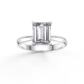 Unity 2ct Moissanite Emerald Cut Solitaire 9ct White Gold Engagement Ring