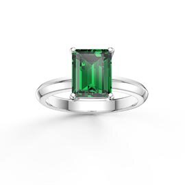 Unity 2ct Emerald Cut Emerald Solitaire 9ct White Gold Proposal Ring