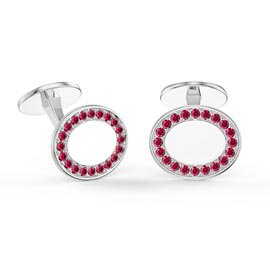 Signature Ruby 9ct White Gold Oval Cufflinks