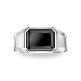 3ct Onyx Emerald cut 18ct White Gold Bezel Signet Ring