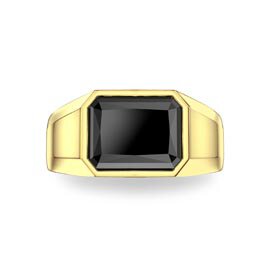 3ct Onyx Emerald cut 9ct Yellow Gold Bezel Signet Ring