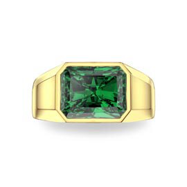 3ct Emerald Emerald cut 9ct Yellow Gold Bezel Signet Ring