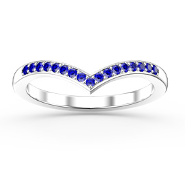Unity Wishbone Sapphire Platinum plated Silver Promise Ring