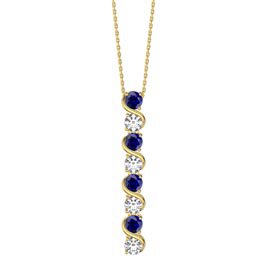 Infinity Blue and White Sapphire 18ct Gold Vermeil S Bar Pendant Necklace