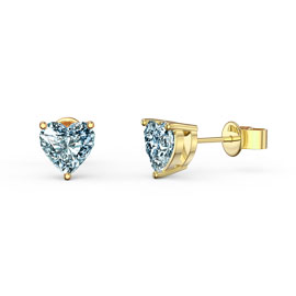 Charmisma 1ct Aquamarine Heart 18ct Gold Vermeil Stud Earrings