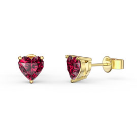Charmisma 1ct Ruby Heart 18ct Gold Vermeil Stud Earrings