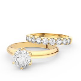 Unity 2ct Diamond 18ct Yellow Gold Engagement and Half Eternity Wedding Ring Set
