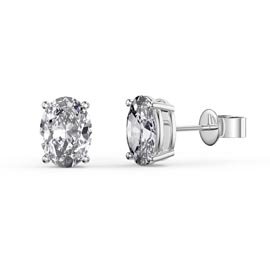 Eternity 1.5ct Oval White Sapphire Platinum Plated Silver Stud Earrings
