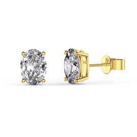Eternity 1.5ct Oval White Sapphire 18ct Gold Vermeil Stud Earrings