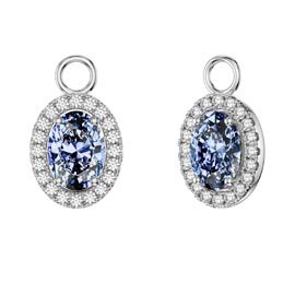 Eternity 1.5ct Aquamarine Oval Halo Platinum plated Silver Interchangeable Earring Drops
