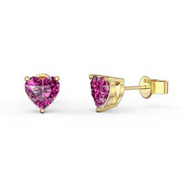 Charmisma 1ct Pink Sapphire Heart 18ct Gold Vermeil Stud Earrings