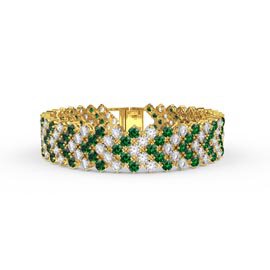 Eternity Five Row Emerald and Diamond CZ 18ct Gold plated Silver Tennis Bracelet