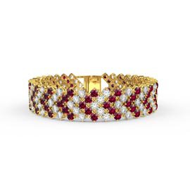 Eternity Five Row Ruby and White Sapphire 18ct Gold Vermeil Tennis Bracelet