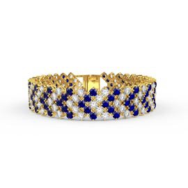 Eternity Five Row Blue and White Sapphire 18ct Gold Vermeil Tennis Bracelet