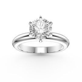 Unity 1ct White Sapphire Classic Solitaire Platinum plated Silver Promise Ring
