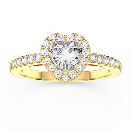 Eternity 1ct Moissanite Heart Diamond Halo 18ct Yellow Gold Engagement Ring