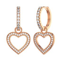 Moissanite Heart 18ct Rose Gold Vermeil Interchangeable Earring Hoop Drop Set