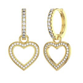 Moissanite Heart 18ct Gold Vermeil Interchangeable Earring Hoop Drop Set