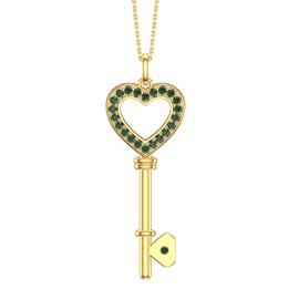 Emerald Heart 18ct Gold Vermeil Key Pendant