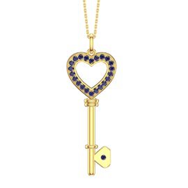Sapphire Heart 18ct Gold Vermeil Key Pendant