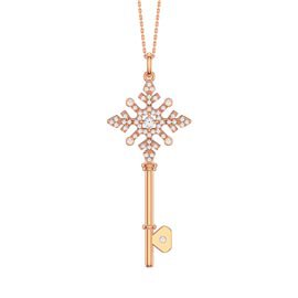 Moissanite Snowflake 18ct Rose Gold Vermeil Key Pendant