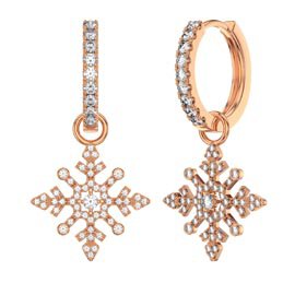 Moissanite Snowflake 18ct Rose Gold Vermeil Interchangeable Earring Hoop Drop Set