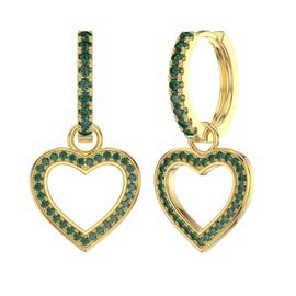 Emerald Heart 18ct Gold Vermeil Interchangeable Emerald Hoop Drop Set