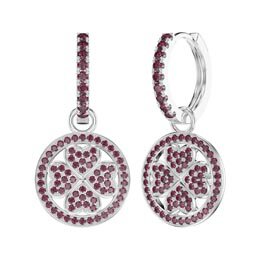 Ruby Clover Platinum plated Silver Interchangeable Ruby Hoop Drop Set