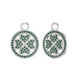 Emerald Clover Platinum plated Silver Interchangeable Earring Drops
