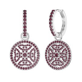 Ruby Celtic Knot Platinum plated Silver Interchangeable Ruby Hoop Drop Set