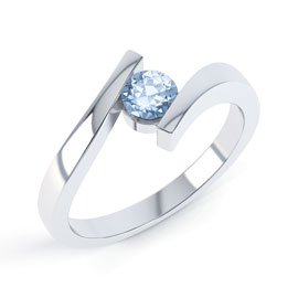 Combinations Aquamarine Round 18ct White Gold Stackable Ring