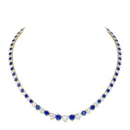 Eternity Sapphire CZ 18ct Gold plated Silver Tennis Necklace