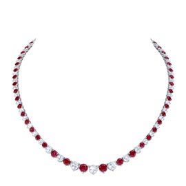 Ruby and Diamond 18ct White Gold Eternity Tennis Necklace
