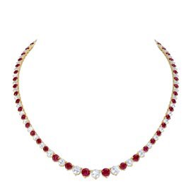 Eternity Ruby CZ 18ct Gold plated Silver Tennis Necklace