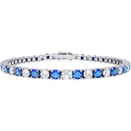 Eternity Sapphire and Diamond 2.6ct GH SI 18ct White Gold Tennis Bracelet