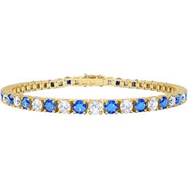 Eternity Sapphire and Diamond 2.6ct GH SI 18ct Gold Tennis Bracelet