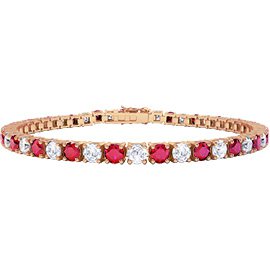 Eternity Ruby and Diamond 2.6ct GH SI 18ct Rose Gold Tennis Bracelet