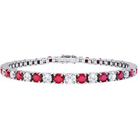 Eternity Ruby and Diamond 2.6ct GH SI 18ct White Gold Tennis Bracelet