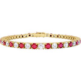 Eternity Ruby and Diamond 2.6ct GH SI 18ct Yellow Gold Tennis Bracelet