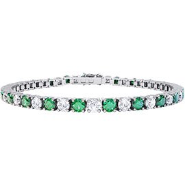 Eternity Emerald and White Sapphire 9ct White Gold Tennis Bracelet