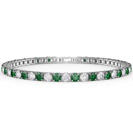 Eternity Emerald Platinum plated Silver Tennis Bracelet
